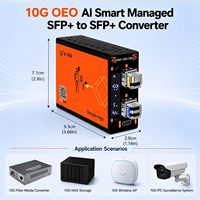 Convertidor de Medios OEO SFP+ a SFP+ 10G Inteligente con IA, Repetidor SFP+ Multirrate de 125M-14.5G, Compatible con Prueba de Loopback