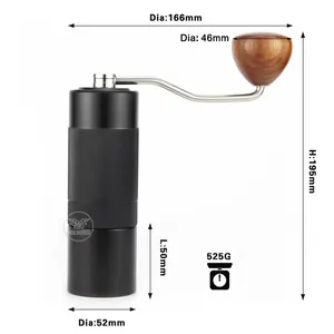 Adjustable Aluminum Manual Coffee Grinder Stainless Steel Core Burr Mini Portable Coffee Bean Grinder With Wooden Hand