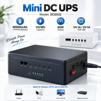 60W DC Mini UPS 9V 12V 48V POE 60000mAh Baterai Lithium Isi Ulang untuk Router Wifi Kamera CCTV