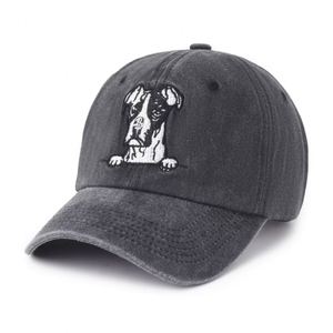 Casquette de baseball vintage en jean délavé à 6 panneaux, style 'Dad Hat', avec broderie motif chiot et feuille, visière incurvée réglable, pour hommes et femmes, vente en gros - Product Image 5