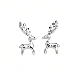 Orecchini a perno a forma di cervo Safilay, in lega placcata argento con zirconi, simpatici gioielli unisex a forma di animale, idea regalo - Product Image 1