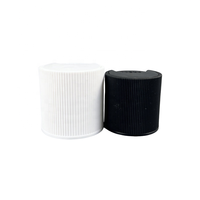 Bouchons en plastique noirs côtelés anti-déversement 24/410 avec disque supérieur pour flacons cosmétiques, petits bouchons à vis, marque YLIO