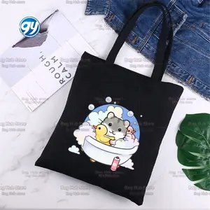 I Love My Best Hamster Mom Ever Cute Cartoon Black Canvas Harajuku Shopper Fashion Casual Summer kids' shoulder bags