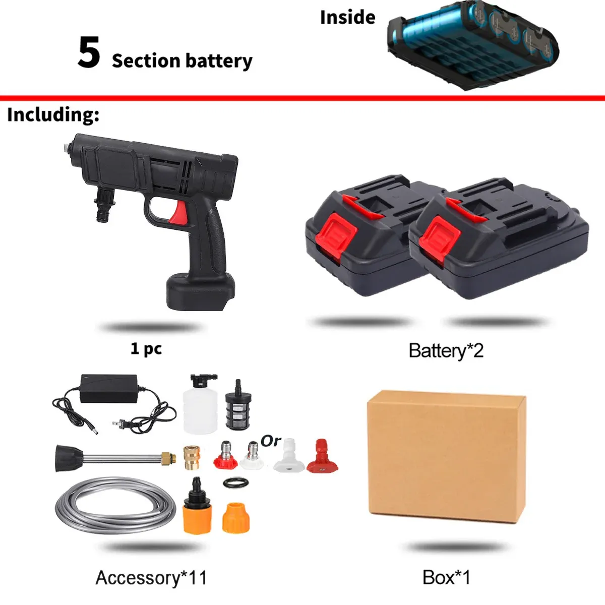 2 batteries 5 sections