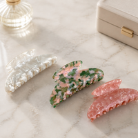 Collection de pinces à cheveux en acétate rose et blanc nacré, accessoires pour cheveux personnalisés pour femmes et filles, vente en gros