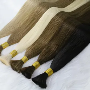 Virgin Remy ekstensi rambut manusia rambut pirang ekstensi massal virgin belum diproses 100% rambut alami massal untuk ekstensi