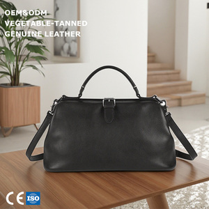 Sac à main <span class=keywords><strong>de</strong></span> médecin <span class=keywords><strong>en</strong></span> <span class=keywords><strong>cuir</strong></span> végétal texturé brun pour femme 3415 L, avec housse, portable, avec sangle réglable à accents métalliques pour usage quotidien - Product Image 1