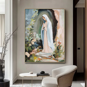 Lienzo hecho a mano Virgen María minimalista cristiano 3D arte de pared decoración del hogar pinturas religiosas católicas - Product Image 1