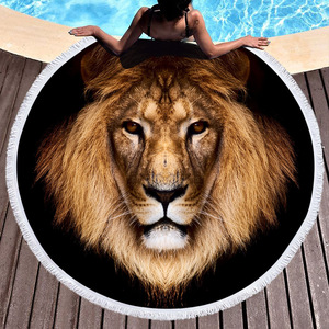 Eco amigable absorber agua personalizado impreso <span class=keywords><strong>León</strong></span> de microfibra Toalla de <span class=keywords><strong>playa</strong></span> redonda - Product Image 2