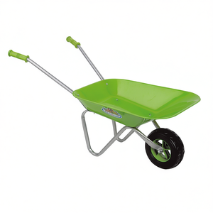 Brouette pour enfants en métal vert à 1 roue, outil de jardin pour les jeux en plein air - Product Image 2
