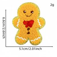 Patchs de Noël en chenille dorée à paillettes, à thermocoller, motif renne et canne à sucre