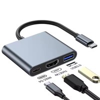 Convertisseur de câble multifonction 3 en 1, adaptateur de hub USB3.0, type C vers HDTV 4K, séparateur PD 100W Max, chargeur rapide pour ordinateur portable