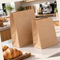 Sacs en papier kraft personnalisés imprimés SOS sans poignées pour boulangerie, emballage alimentaire quotidien, vente en gros, approvisionnement B2B