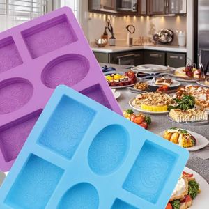 Moule en silicone alimentaire pour fondant et savon, 6 formes, résistant aux hautes températures, rectangulaire, facile à démouler, réutilisable, vente chaude - Product Image 3