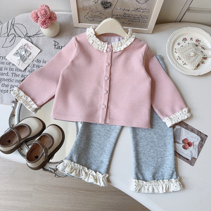 Setelan Dua Potong Gaya Korea Musim Gugur 2026 untuk Bayi Perempuan, Cardigan Berumbai Motif Polkadot Lucu + Celana Manis Model Melebar - Product Image 4