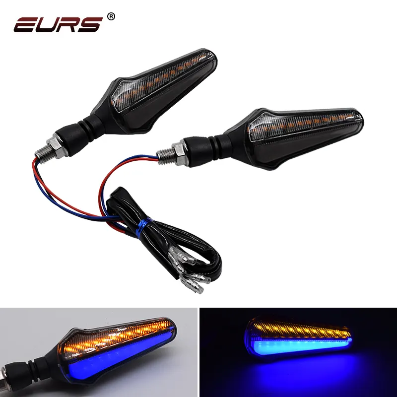 EURS 2個/(1セット) Universal Motorcycle LED Flexible Turn Signal Indicator Light For Fog Light Moto Tail Brake Lights