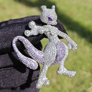 Pendentif Hip-hop Mew Pokémon, style européen et américain, simple, orné de diamants, collier tendance - Product Image 6