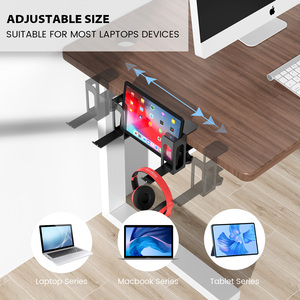 Plateau en métal Organisateur de rangement latéral pour ordinateur portable Pince sans perceuse Support d'étagère de bureau Organisateur de tiroir suspendu pour le bureau - Product Image 4