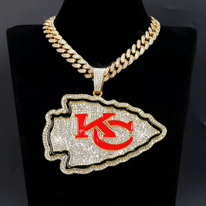 Personalizado de gran tamaño Hip Hop joyería equipo encanto hielo cubano collar Kansas City Chiefs Campeonato Collar para el mejor regalo Fans - Product Image 4