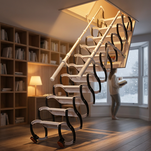 <span class=keywords><strong>Escalera</strong></span> Telescópica Oculta para Ático de Diseño Moderno para el Hogar, Elevador Plegable Retráctil Eléctrico de Aleación de Aluminio Engrosada - Product Image 3