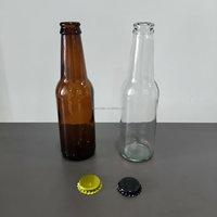 Bouteille en verre ambré transparent ou clair de 250 ml, 330 ml, 500 ml avec bouchon couronne pour le stockage de la tequila et des boissons gazeuses, avec impression sérigraphique