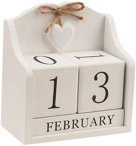 Calendario perpetuo para decoración de escritorio, calendario de madera para oficina y hogar, color blanco cremoso, <span class=keywords><strong>2021</strong></span> - Product Image 2