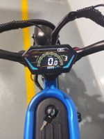Vélo électrique à pneus larges bleus 20*4.0 pouces, moteur sans balais 500W, 48V16Ah, 7 vitesses, vélo tout-terrain avec suspension hydraulique pour adultes