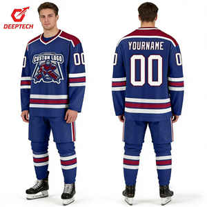 قميص هوكي احترافي مخصص بالاسم والرقم زي فريق بالجملة قماش ثقيل الوزن مطرز بتصميم حسب الطلب بحد أدنى منخفض للطلب - Product Image 4