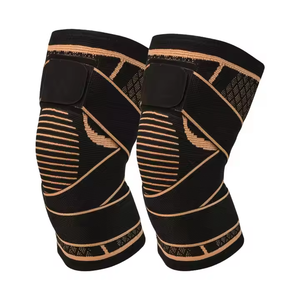 Genouillère de compression en cuivre avec bandage flexible et sangles antidérapantes, protections sportives pour coudes et genoux - Product Image 2