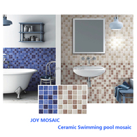 Mosaïque en céramique de porcelaine émaillée moderne bleu ciel classique 48*48MM pour les carreaux de bordure de sol de piscine, mosaïques de piscine