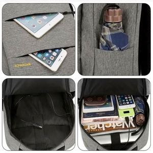 I-0165 USB Charging Bag Casual Multifunctional Backpacks Men School Bags 3pcs/ Set Backpacks Fashion Laptop Bag Small Backpack - Product Image 6
