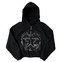Sweat à capuche zippé personnalisé pour homme, style vintage, imprimé numérique, OEM, en molleton bouclette 450 g/m², avec logo personnalisé, effet délavé à l'acide, coupe ample