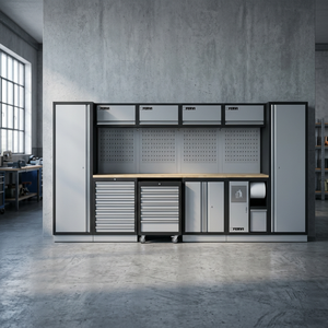 Meubles de bureau modulaires Fervi - Étagères de garage A007P 3,92 m x 0,498 m x 2 m, robustes, capacité de 420 kg, pour une solution de rangement efficace - Product Image 3