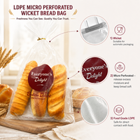 Sacs à pain micro-perforés en LDPE imprimés sur mesure, emballage respirant pour boulangerie, pour pain frais