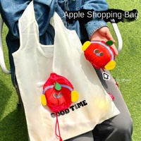 Dessin animé pomme Polyester à collectionner pliable environnement grande capacité supermarché sac fourre-tout