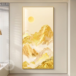 Quadro Decorativo Inkjet Montagna Dorata Soleggiata, Stile Art Déco, Cornice in Cristallo con Lamina d'Oro di Alta Gamma, Arte Murale per Scale - Product Image 5