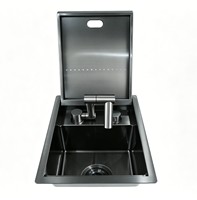 Évier de cuisine moderne de luxe en acier inoxydable 304 fait main à cuve unique avec robinet, installation en encastré