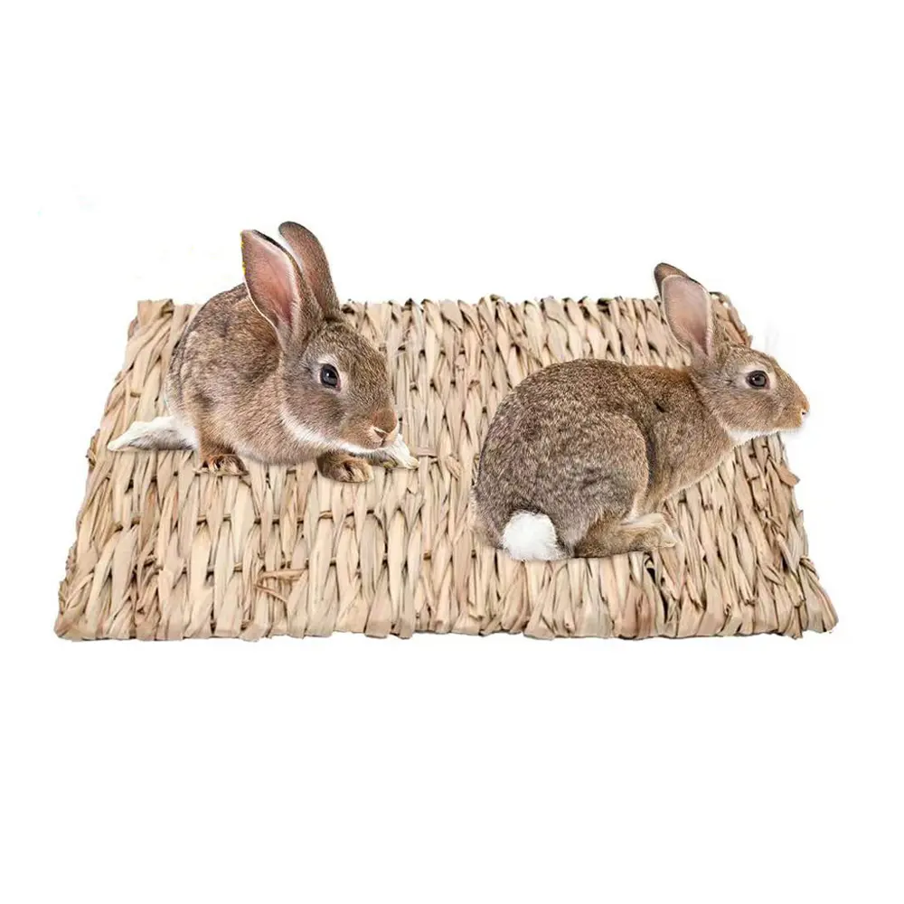 ウサギの草マットウサギの小動物の寝具のための編まれたベッドマット巣噛むおもちゃのベッドギニアオウムのためのおもちゃバニーハムスターラット