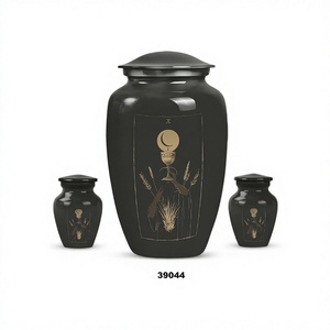 Urne adulte de crémation de tarot d'or de vente chaude pour les cendres humaines grande urne funéraire décorative en aluminium avec sac de velours gratuit - Product Image 1