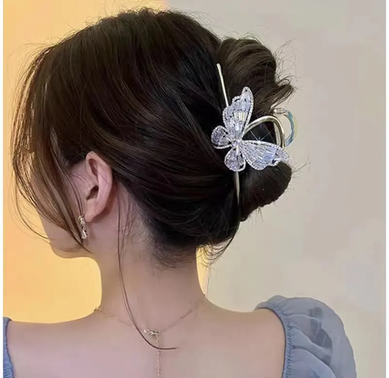 Neue Premium Zirkon Schmetterling Metall Haarnadel platte Haar greifer Kopf bedeckung