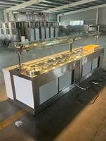 Meja Buffet Kustom dengan Permukaan Marmer, Meja Buffet Modern untuk Restoran, Stasiun Buffet, Dapur Komersial