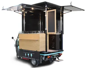 2024 새로운 공기 흐름 모양의 스테인레스 스틸 옥수수 음식 카트 레스토랑 사용 세발 자전거 아이스크림 트럭 모바일