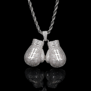 Mode Hop Hop Bijoux Pendentifs Plaqué Or 18k Glacé Zircon Diamant Boxe <span class=keywords><strong>Gant</strong></span> Pendentif Collier - Product Image 3