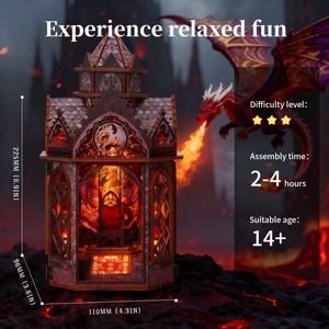 لغز زاوية كتاب جديد IIECREATE ، مجموعة منزل مصغرة ثلاثية الأبعاد ، لغز خشبي ، التنين ، كتاب الكبار ، التنين الزواية التنين - Product Image 3