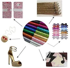 Sparkly Lucido Sintetico Del Vinile DELL'UNITÀ di elaborazione di Scintillio Fogli di Tessuto Grosso Del Cuoio Del Faux Per Scarpe Borse di Prua Artigianato - Product Image 5