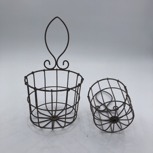 Cesto Portapiante <span class=keywords><strong>in</strong></span> <span class=keywords><strong>Ferro</strong></span> <span class=keywords><strong>Battuto</strong></span> Stile Rustico, Portavaso Decorativo <span class=keywords><strong>in</strong></span> Metallo per Giardino, Patio, Cortile e Terrazza - Product Image 4