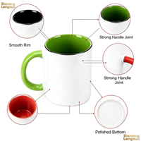 Lot de tasses en céramique bicolores de 11 oz, tasses à sublimation personnalisables vierges pour souvenirs de mariage et cadeaux en gros