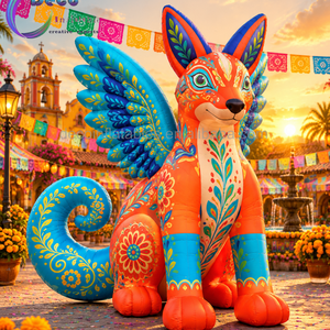 Modelo de Zorro Volador Inflable <span class=keywords><strong>para</strong></span> Exteriores con Patrón Floral, Animal Sentado Decorativo <span class=keywords><strong>para</strong></span> Parques Temáticos y Desfiles Culturales - Product Image 1