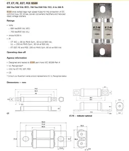 BS88.4 35FE A 100FE 690V limitador collar de horno microondas interruptor de desconexión de bajo voltaje conector resistencia EATON Bussmann fusible