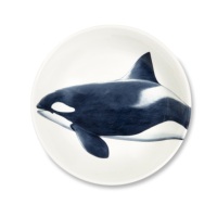 Service de vaisselle en céramique 3 pièces Assiettes Faune Flore Excelsa Motif animalier Bleu Marine Technique de tampographie Réutilisable